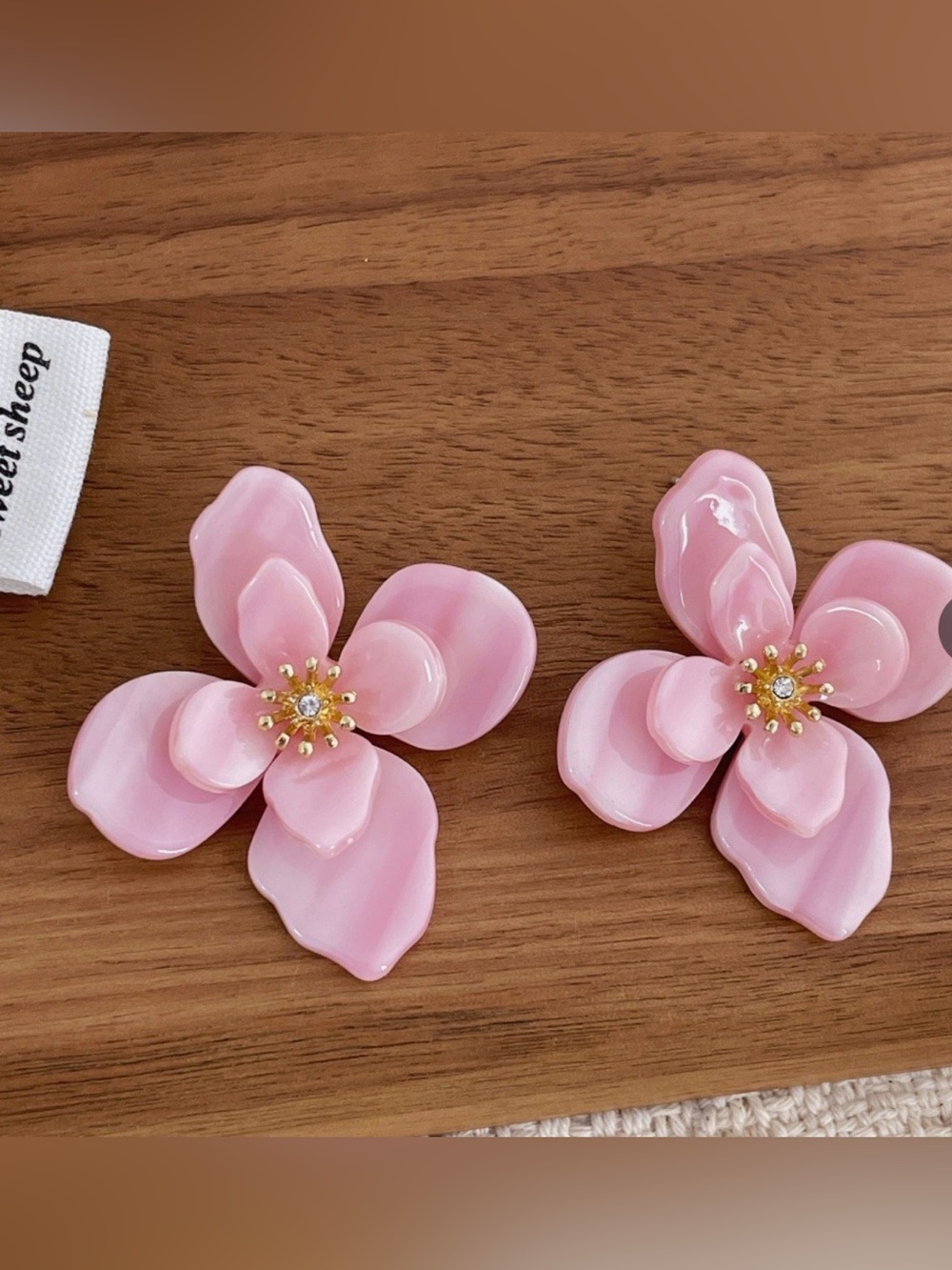 Sweet Sheep Pink Floral Statement Earrings